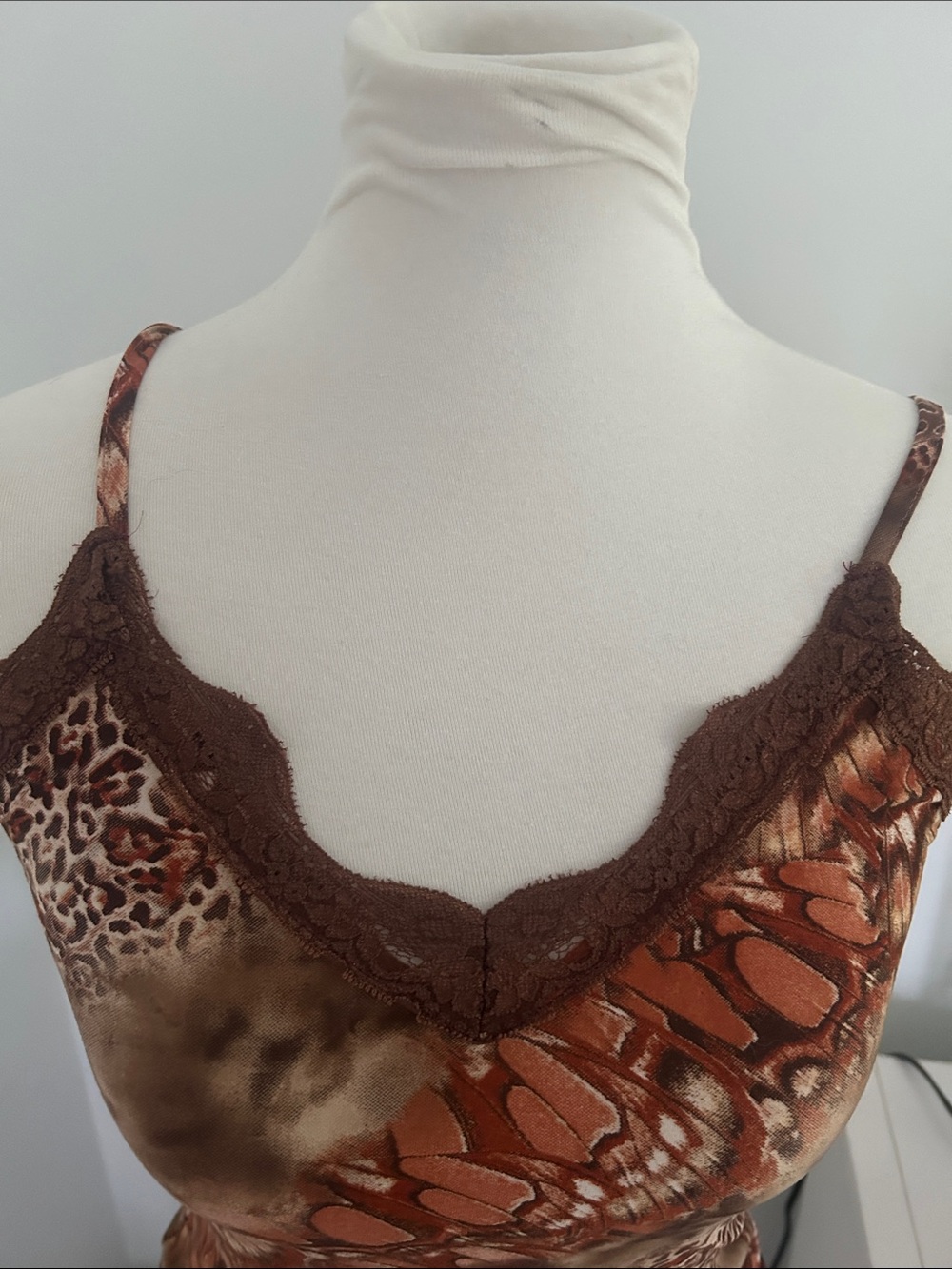 Cutest Vintage Brown Leopard Print Lace-Trim Camisole Tank Top - Picture 5 of 7